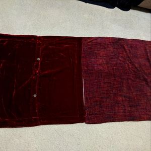 Pair of PB Euro Shams in Red velvet and chenille